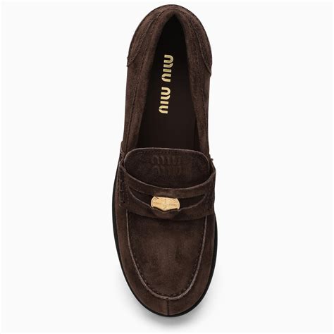 Miu Miu Sienna Suede Loafers in Brown .